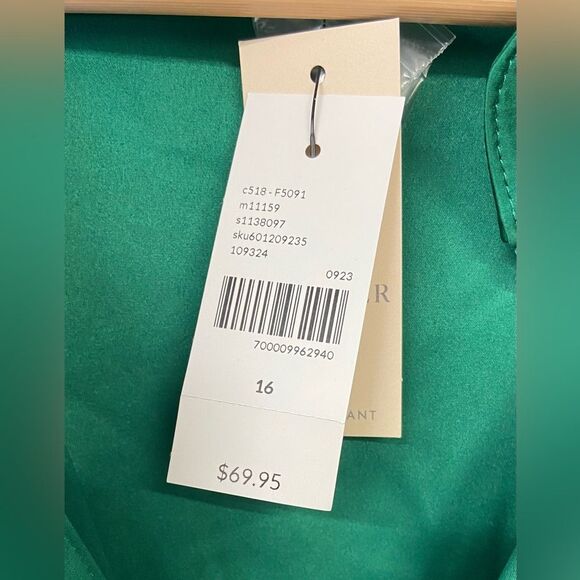 Lane Bryant Hi Low Emerald Green Satin Blouse Size 16 NWT - Picture 9 of 11